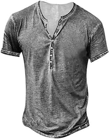 חולצות Zefotim Henley לגברים כפתור שרוול ארוך/קצר למטה V צוואר V צוואר אופנה מזדמן גרפי גרפי חולצות