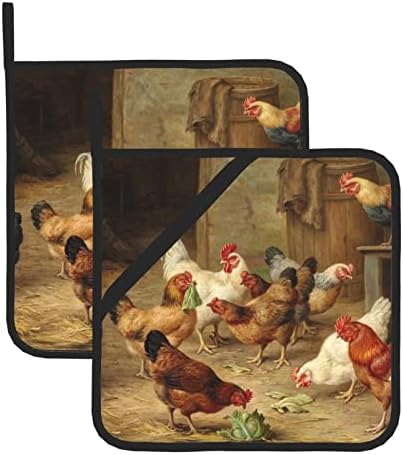 ערכת מחזיק סיר חווה של תרנגולת צלייה, מחזיק סיר עמיד בפני חום 2, המשמש לבישול ברביקיו ואפייה מיקרוגל