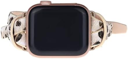 רצועת שעון עור בוהו משוננת תואמת עם Apple Watch 38 ממ/40 ממ/41 ממ/42 ממ/44 ממ/45 ממ -רצועת שעון עור מקורית