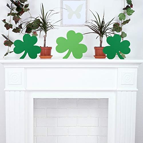 Jetec 4 Pieces St. Patrick's Day's Freestigning Shamrock Decor Decor Decor Decor שלט שמרוק ירוק לשולחן העבודה,