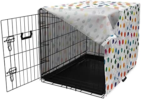 כיסוי ארגז כלבי צבע לונדינג, התזות צבע מעגל יוצרים נקודות פולקה צבעוניות מודרניות חדר משחקים מופשט, קל לשימוש במלונה