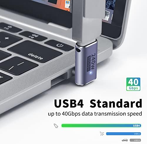 Poyiccot USB C 90 מעלות מתאם למעלה ולמטה, USB C זכר ל- USB C מתאם נשי תואם למסירת חשמל 240 וולט, 8K@60Hz
