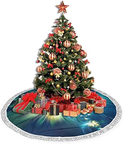 חצאית עץ חג המולד של פרח צהוב כחול, מחצלת חצאית עץ חג המולד עם ציצית לעיצוב מסיבת חתונה לחג 48