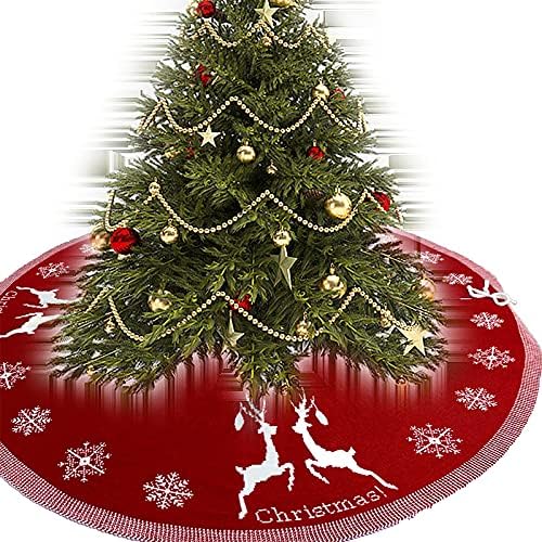 חצאיות עץ חג המולד של Huijie - קישוט מפלגת חג המולד מתנה צבי כפול צבי שלג חצאית עץ סריגה, סידור קישוטים למסיבות