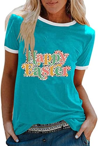 צמרות חג הפסחא שמחות לנשים חולצות טי קיץ טוני סיבתיות עגול טוניקות טוניקות חמודות 2023 חולצות ניגודיות