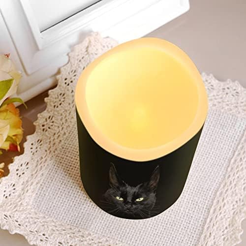 Suhoaziia שחור חתול שחור נרות חסרי ליבה מהבהב סוללה המופעלת נרות LED עם צבע טיימר מרחוק צבע