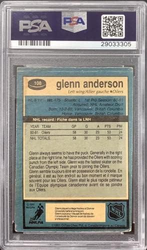 גלן אנדרסון חתם 1981 O-PEE-CHEE 108 הוקי טירון חתימה חתימה PSA/DNA-הוקי קלף כרטיסי טירון עם חתימה