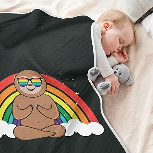 Cataku Sloth Sloth Rainbow שמיכה לתינוקות לבנים בנות כותנה מיטת שמיכה של כותנה זורקים שמיכת תינוק