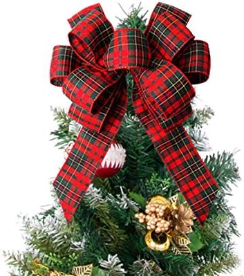 טופר עץ חג המולד משובץ באפלו, קשת עץ חג המולד וקשת זרים- 15 רחבה, 30 קשת ארוכה לפני כן, קישוט דלתות,