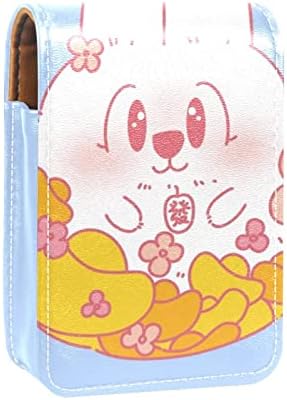 שפתון מקרה עם מראה חמוד נייד איפור תיק קוסמטי פאוץ, קריקטורה בעלי החיים ארנב יפה פרח
