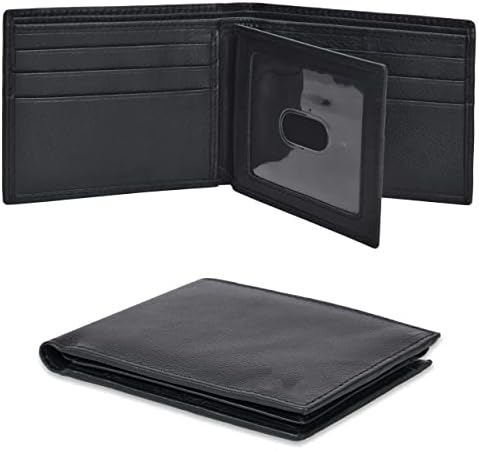 ארנק דו-צדדי מעור אמיתי לגברים-ארנקים עם 9 כרטיסי אשראי 1 מזהה חלון ארנק כיס קדמי מינימליסטי דק