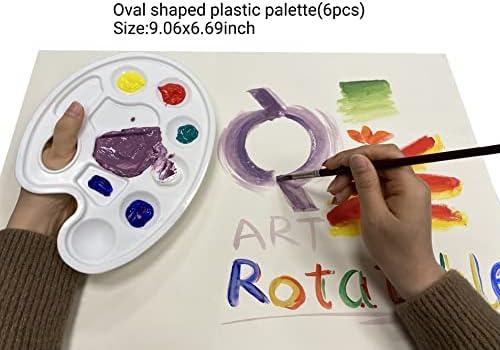 סט פלטה של ​​מגש צבע מסתובב 8 חתיכות - מגש צבע צבעי מים לילדים, מבוגרים, סטודנט, לצלחת ציור אמנות DIY