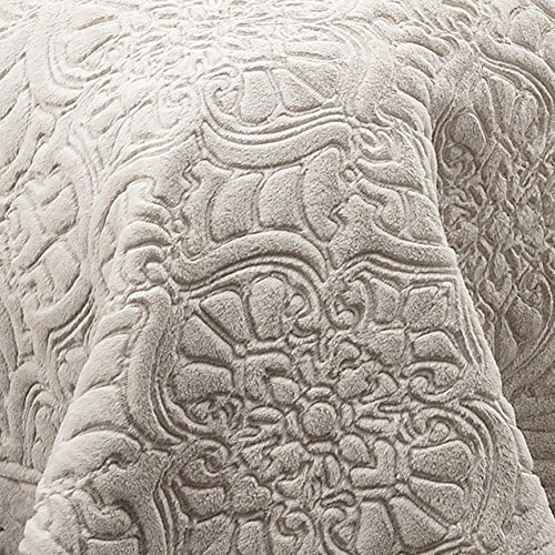 עיצוב קטיפה של Vue גלאם מודרני פרחוני פרחוני 3 חלקים של שמיכת שמיכה סט, מלך, שנהב