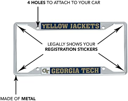 ג'ורג'יה טק ז'קטים צהובים צהובים מסגרת לוחית מתכת מסגרת צהובה לרישיון קדמי או אחורי של רכב רשמית