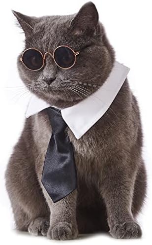 תחפוש חתיכות חתיכות חתול דופוי חיות מחמד מתכווננות עם משקפי שמש צווארון עניבות טוקסידו פורמלי לחתולים כלבים