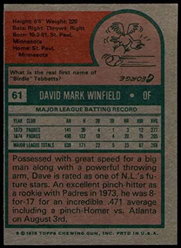 1975 Topps Baseball 61 דייב ווינפילד מעולה על ידי כרטיסי Mickeys