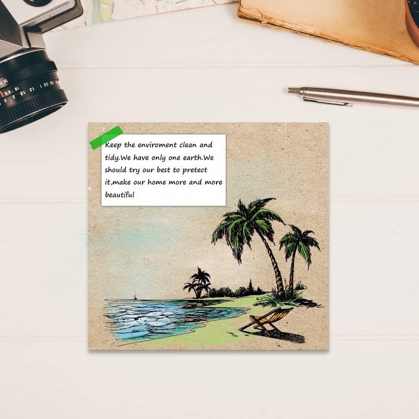 עץ הקוקוס בקיץ חותם חותמות צלולות לייצור כרטיסים, רקע ים אוקיינוס ​​חותמות גומי שקופות ליומן