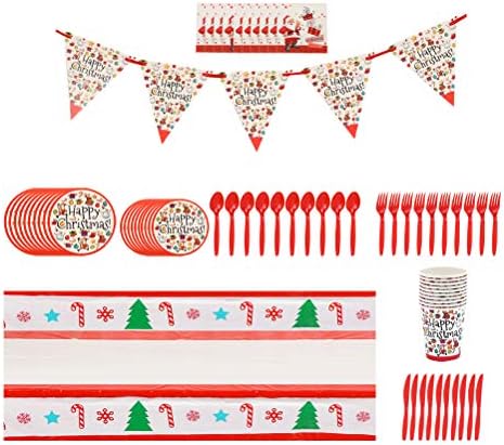 AMOSFUN חג המולד מפת מפת מפתון עיצוב נייר יצירתי של כלי שולחן ציוד קישוטי מסיבות ליום הולדת