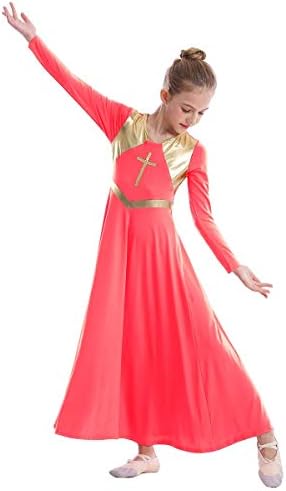 בנות מטאליות צולבות שמלת ריקוד ליטורגי