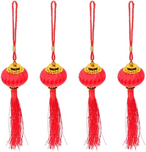 שנה חדשה סינית פנסים אדומים: תלויים פסטיבל האביב הסיני פסטיבל האביב הקישוט 4 יחידות פו קישוט