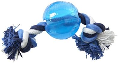 צעצועי כלבים באסטר, כדור חזק עם חבל, כחול, גדול