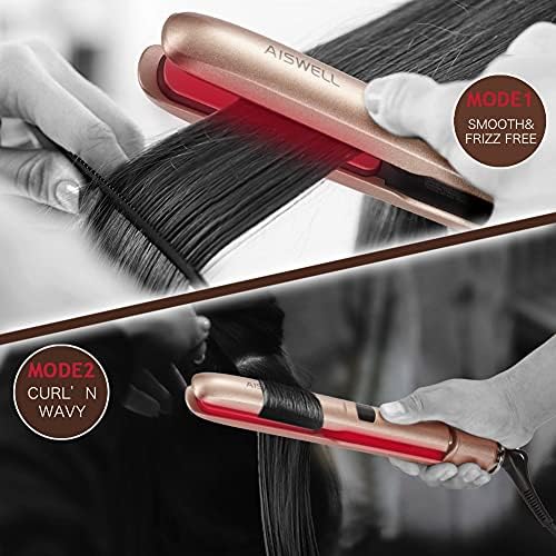 מחליק שיער של אייסוול וסלר 2 ב 1 ברזל שטוח לשיער עם קרמיקה טורמלין טמנית מתכווננת לכל השיער, סוגים מייצרים