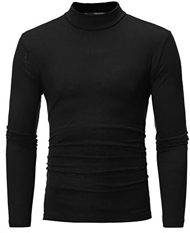 DSODAN 2022 חולצות טריקו חדשות של גברים שרוול ארוך כושר דק כושר טי טיי בסיסי צוואר מדליק צבע אחיד בצוואר צוואר