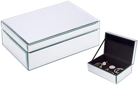 TimeTrace שיקוף תכשיטים מזכוכית מארגן תכשיטים מארגן קופסאות דקורטיביות מארגן לנשים בנות מתנה מפוארת