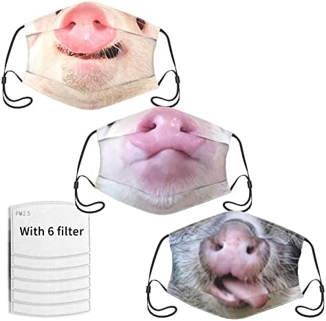 מכוער חזיר פנים יוניסקס אופנה פנים מסכת 3 יחידות לשימוש חוזר רחיץ פה כיסוי בנדנות אבק מסכה
