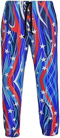 אמריקאי דגל גברים של מכנסי טרנינג מקרית ארהב דגל אצן מכנסיים קל פטריוטי ספורט מכנסיים עם כיסי צד