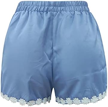 מכנסיים קצרים לנשים לקיץ טרקלין נוח מזדמן בצבע טהור מכנסי חוף קצרים רופפים בכושר מותניים גבוהים מכנסיים
