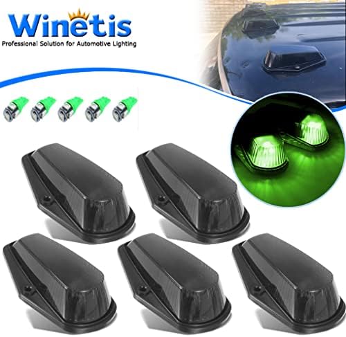 וינטיס 5 אורות סמן מונית גג פועל מנורות אישור עליון כיסויי עדשות שחורות + ירוק 194 168 ט10 נורות