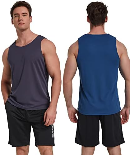 טללאו 5 חבילה גברים של אימון גופיות ללא שרוולים רשת שרירים כושר חולצה מהיר יבש שחור / אפור / פחם/חיל