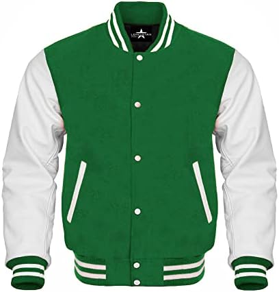 בייסבול varsity Bomber School Schoolman ז'קט שרוולי עור אמיתי גוף צמר ...