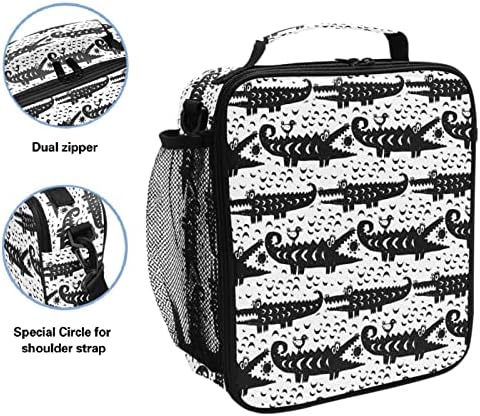 שחור תנין מבודד הצהריים תיק תיבת לשימוש חוזר תרמית תיק צידנית תיק חיצוני נסיעות פיקניק תיק