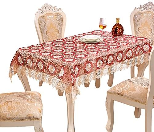 Adasmile A&S תחרה תחרה שולחן מפת שולחן רקום בעבודת יד עם פרחים אדומים לשולחנות מלבן חתונה של מסיבות 52 x70