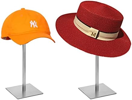 2 יחידות כסף כובע סטנד נירוסטה כובע דוכן תצוגת יציב חסון פאה ראש מחזיק, בודד עמיד כובע מתלה