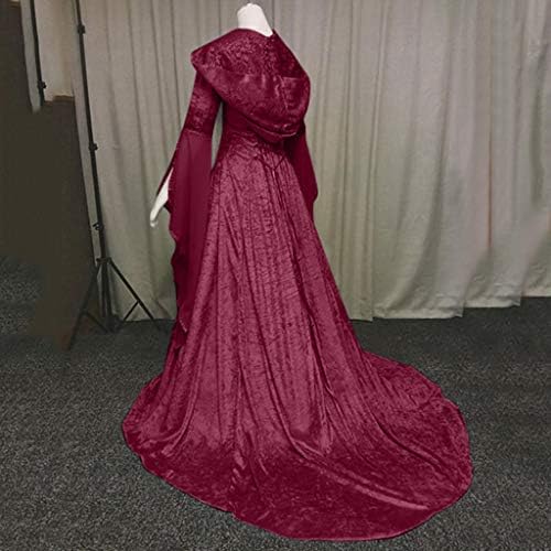 צפוטים שמלת וינטג ' לנשים, רטרו שמלת תחפושת רנסנס מימי הביניים קוספליי מעל שמלה שרוול חצוצרה חלוק מכשפה עם