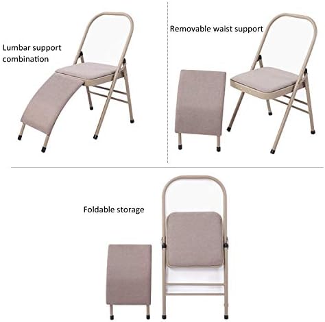 כיסא עזר יוגה של Innolife עם תמיכה גב המותני לאימוני איזון מתקפלים עם אימונים עם פס התנגדות יוגה סגול