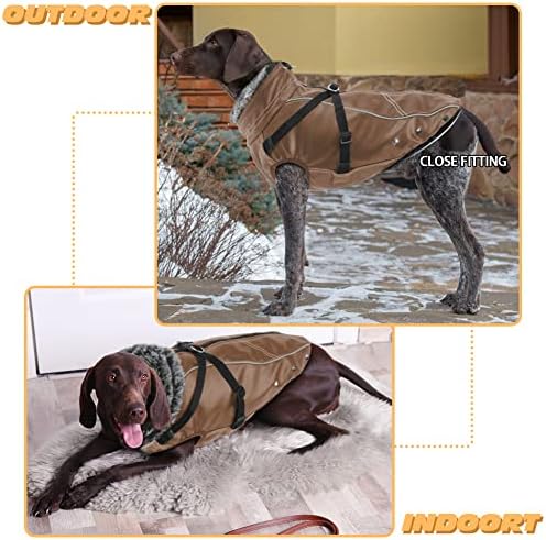 מעילי כלבים של אמוסט לחורף, מעילי כלבים נעימים לכלבים גדולים עם רתמה, בגדי כלבים אטומים למים