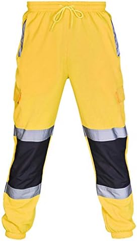 מכנסי מטען בעלי נראות גבוהה של Wenkomg1 מכנסי מטען בטיחות מכנסיים רפלקטיביים היי ויקור עבודה לבוש