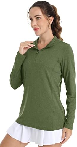 Kefitevd's UPF 50+ חולצות הגנה מפני שמש שרוול ארוך יבש מהיר 1/4 סוודר רוכסן לטיולים עם ריצת