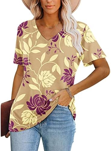 חולצת שרוול קצר לנשים קיץ פרחוני מודפס