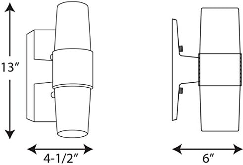 תאורת התקדמות P5512-16 מעבר שני פנס קיר בהיר מקולקציית Hard-Nox ב- PWT, NCKL, B/S, SLVR. סיום, רוחב 4-1/2 אינץ