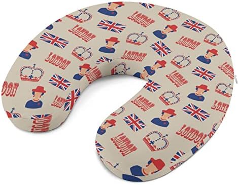 וינטג 'לנדון דגל בריטי כרית נסיעות ראש ותמיכה בצוואר תמיכה בכרית כרית זיכרון קצף כרית משענת ראש בצורת U