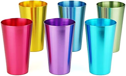 כוסות מים מאלומיניום, סט של 6, צבע שונה, לילדים ומבוגרים, כוסות נסיעה, כוסות מסיבות, ניתנות לערימה,