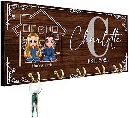 אישית משפחה שם סימן מפתח מחזיק, עץ מפתח קולב לקיר, חנוכת בית מתנה לבית חדש, מתנה לחתונה עבור זוג