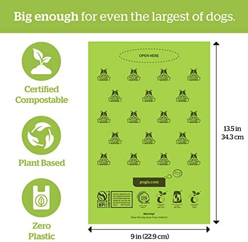 שקיות קקי לכלבים הניתנות לקומפוסטציה של פוגי - 140 שקיות פסולת לכלבים על בסיס צמחי-חסינות דליפות,