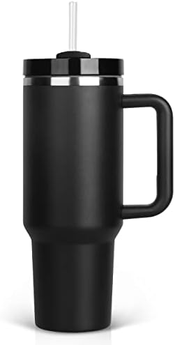 מטריצ ' ימפ כוס 40 עוז עם ידית ומכסה קש מבודד לשימוש חוזר נירוסטה בקבוק מים ספל נסיעות ספל קפה קר ספל
