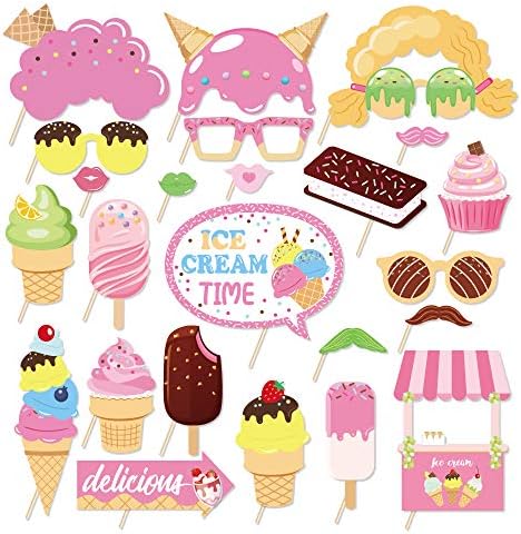 25 קיץ גלידת עוגת ארטיק מסיבת נושא יום הולדת אבזרי גלידת חנות נושא סלפי אבזרי, קיץ יום הולדת ספקי צד,
